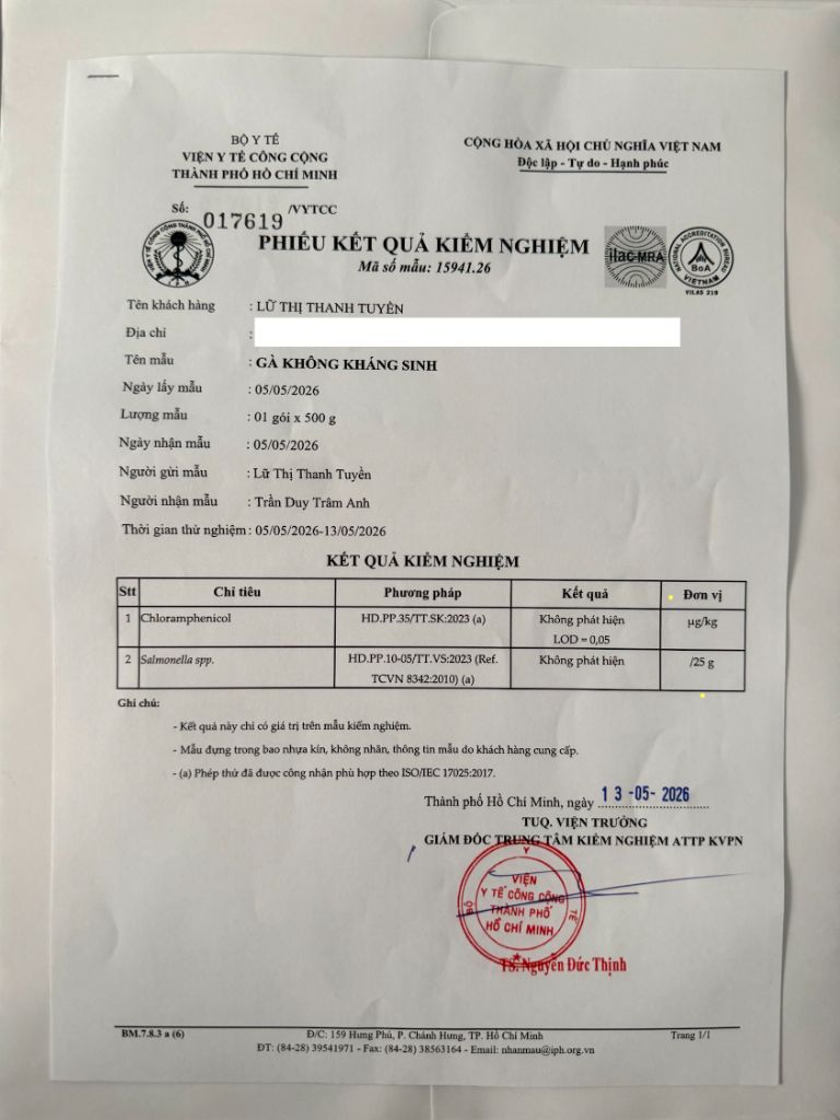 Phiếu Kết Quả Kiểm Nghiệm — Viện Y Tế Công Cộng TP.HCM